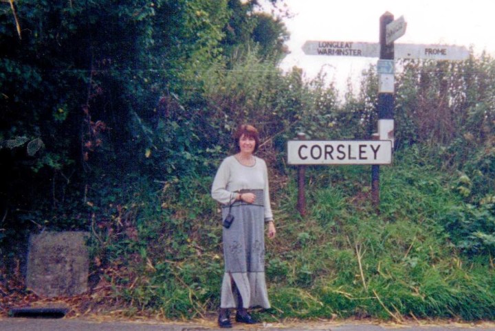 Full Circle: 170 years later, Jennifer, ggg grand-daughter, visits Corsley, the Hunts' old home town.